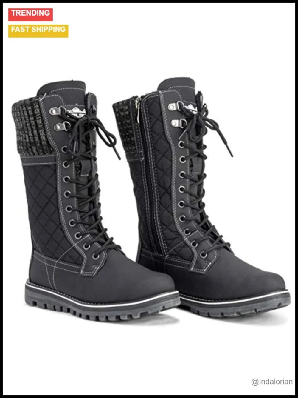 Faux Fur Lined Waterproof Snow Boots with Side Zipper and Rubber Sole